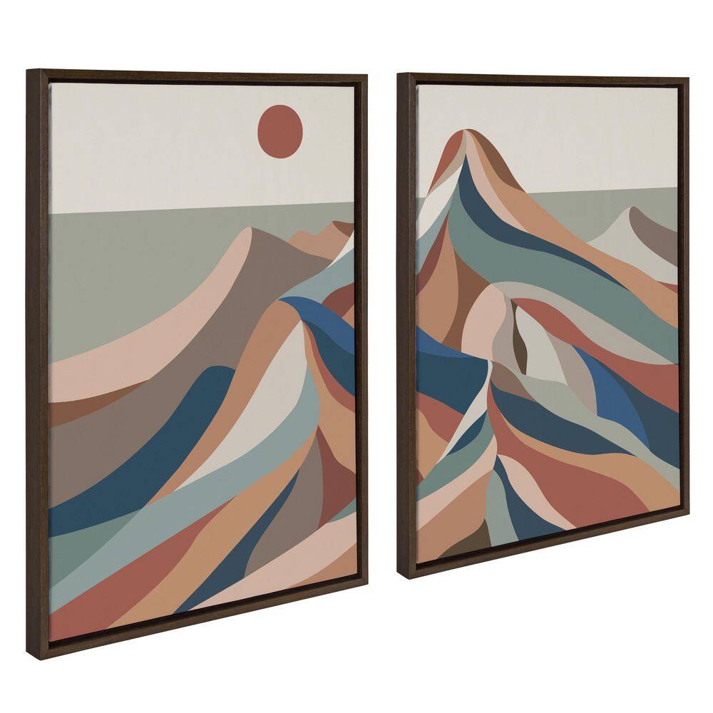 Mid-Century Modern Multicolor Mountain Landscape Canvas Set