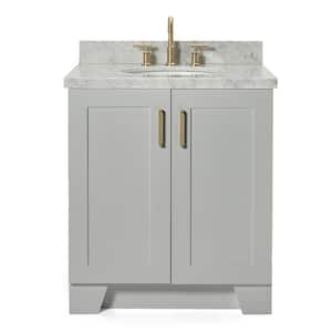 Taylor 31 in. W x 22 in. D x 36 in. H Freestanding Bath Vanity in Grey with Carrara White Marble Top