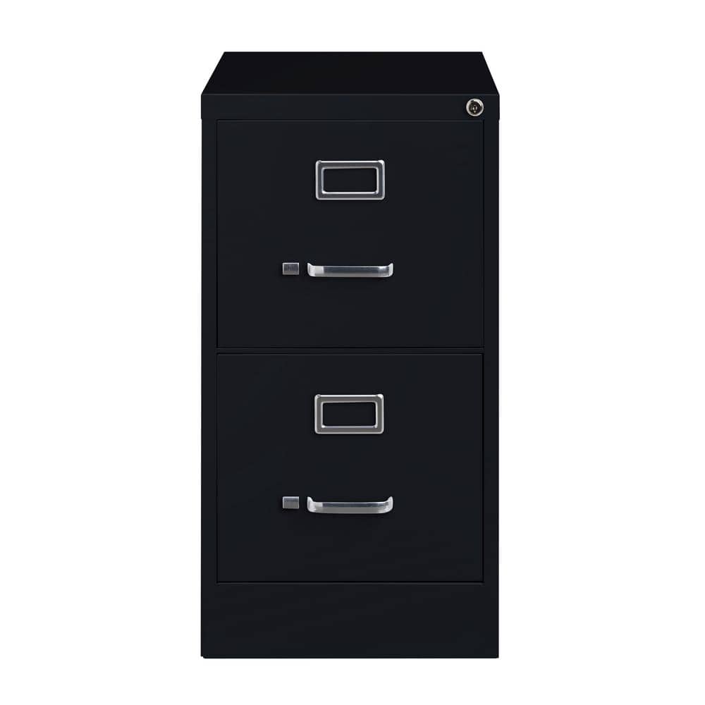 Black 2-Drawer Lockable Vertical File Cabinet