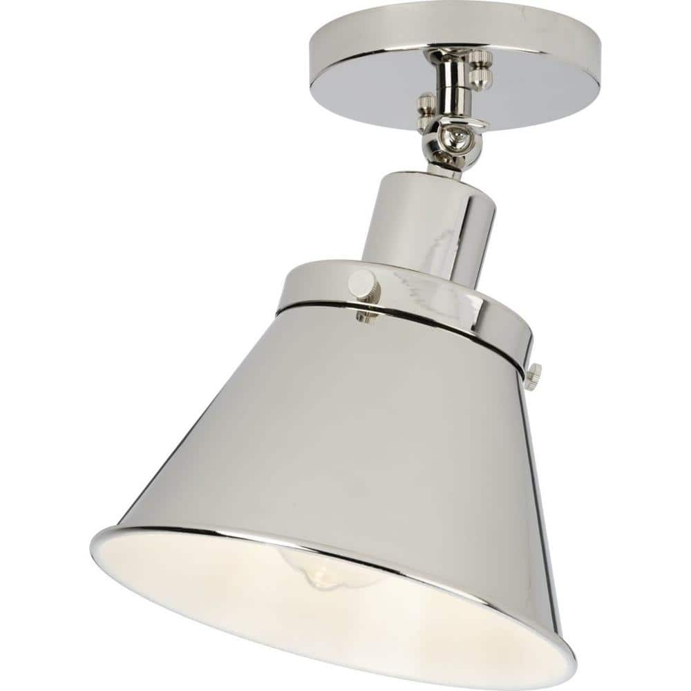 Polished Chrome Vintage-Style Semi-Flush Ceiling Light 8.25"