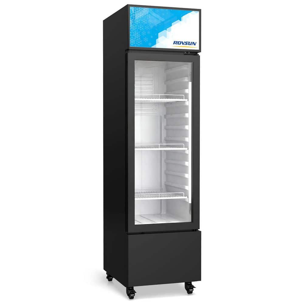 6 cu. ft. Commercial Upright Display Glass Door Beverage Refrigerator in Black