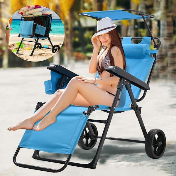 BOZTIY Beach Cart Chair - 2-in-1 Turns From Beach Cart to Beach Chair - Large Wheels - Easy to Use - Large Capacity