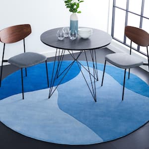 Fifth Avenue Blue Doormat 3 ft. x 3 ft. Geometric Abstract Round Area Rug