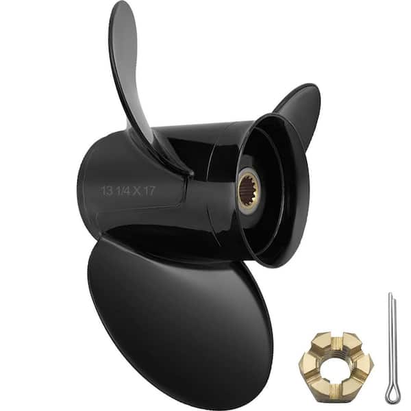 SKYSHALO Outboard Propeller, Replace for OEM 765183,3 Blades 13 1/4 in. x 17 in. Pitch Aluminium Boat Propeller, Compatible