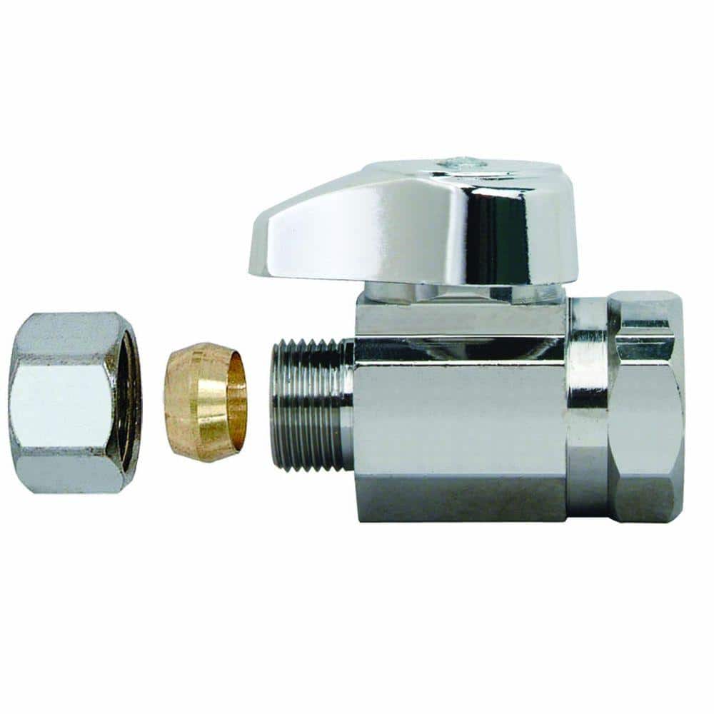 BrassCraft Chrome-Plated 1/2" FPT x 3/8" MPT Quarter Turn Shut-Off Valve