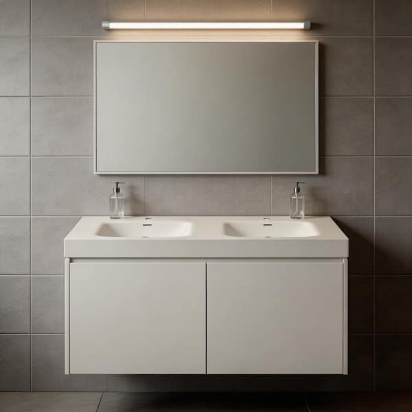 LIVACA 59.4 in. x 18.1 in. Drop-In Bathroom Sink in Matte White