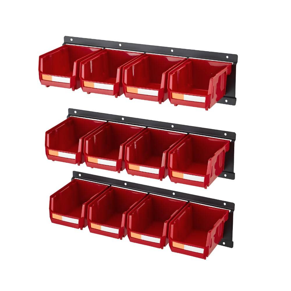 Wall Mounted Storage Bins 12 Pack with 3 Metal Rails, Plastic Hanging Organizer for Screws Nails Hardware price history on PriceWatchPro