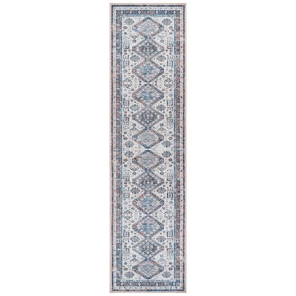 Amer Rugs Alaska Beige/Red 3 ft. x 10 ft. Medallion Runner Rug