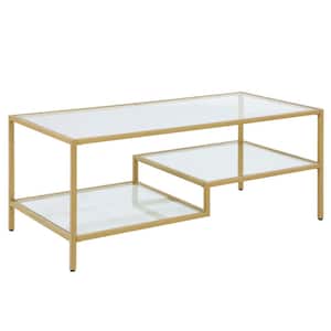 39 x 19 x 16 in Rectangular Metal FirsTime & Co. Gold Alexander Glass Top Coffee Table