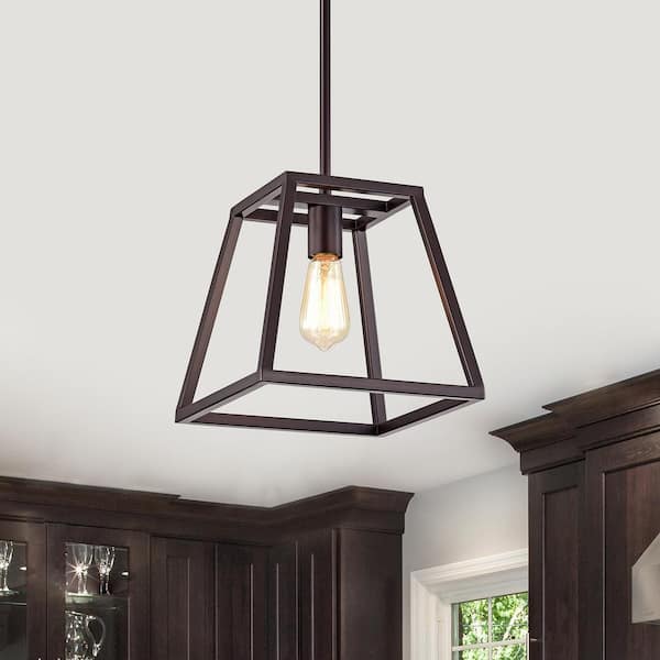 1-Light Oil Rubbed Bronze Metal Kitchen Island Mini Pendant