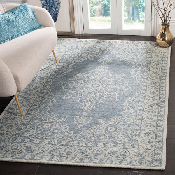Micro-Loop Blue/Light Blue Doormat 3 ft. x 4 ft. Border Area Rug