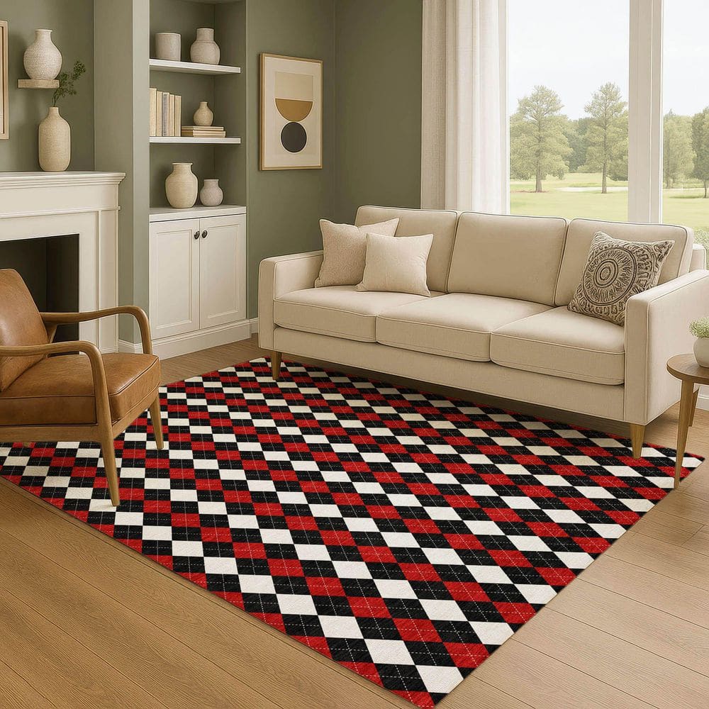 Mayfield Premium Machine Washable Abstract AMF1812 Black 3 ft. x 5 ft. Area Rug price history on PriceWatchPro