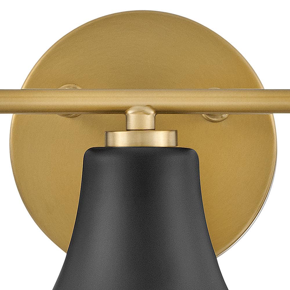 Black and Brass 3-Light Vanity with Opal Glass Shades