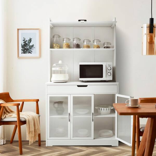 Function Home 41 Kitchen Storage Cabinet, Pantry Cabinet with Doors and Adjustable Shelves for Kitchen, Living Room and Dinning Room in White