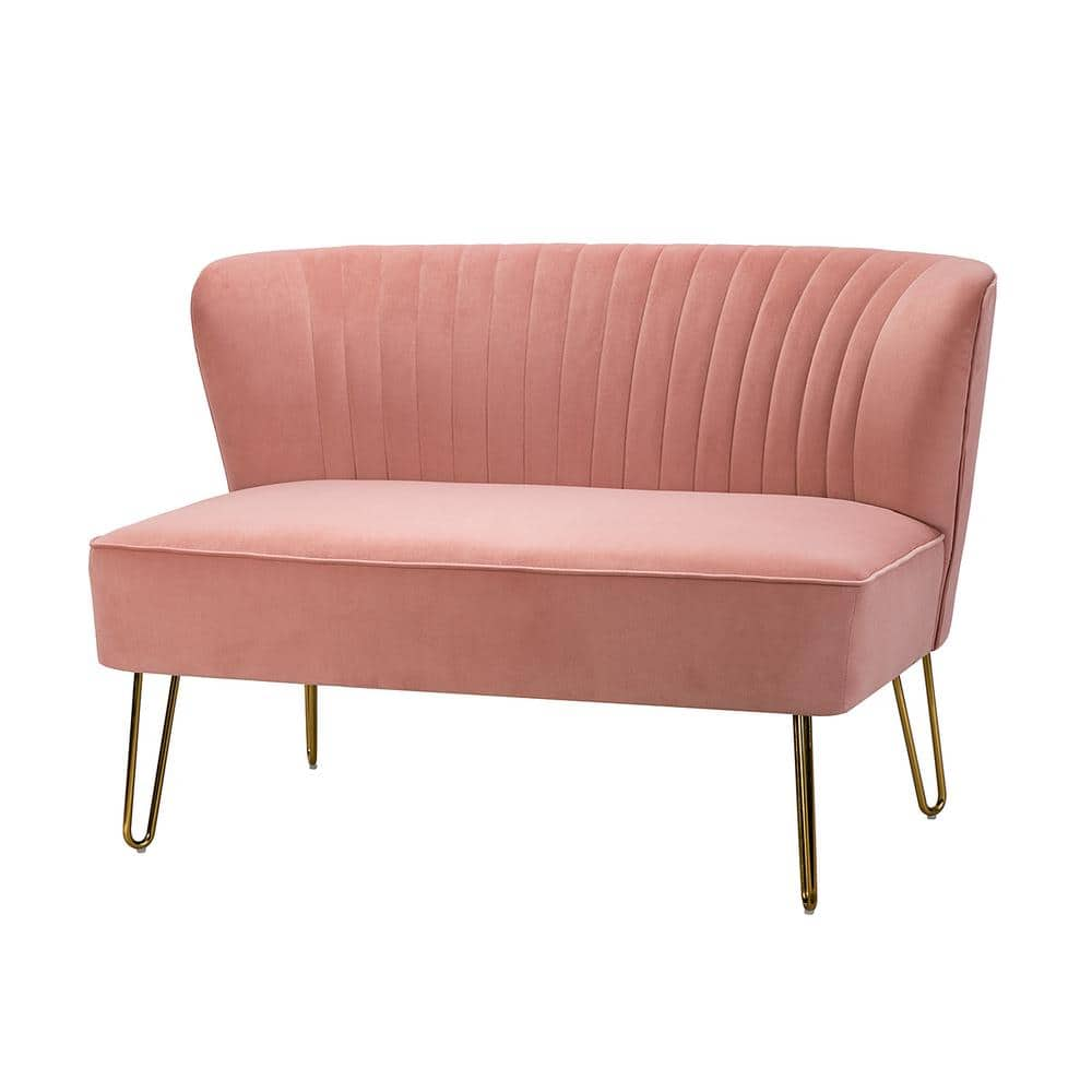 JAYDEN CREATION Alonzo 45 in. Contemporary Velvet Tufted Back Pink 2-Seats  Loveseat with U-Shaped Legs SFM0327-PINK - The Home Depot