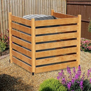 Air Conditioner Fence,2-Panel Equipment Fence, 36 in. W x 44 in. H Fence in Wood w/Metal Stakes, Suitable for Lawn Chair