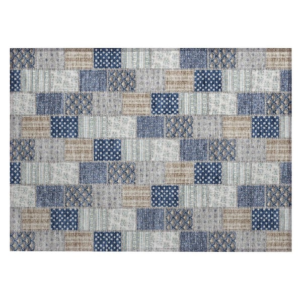 Chantille Machine Washable Indoor/Outdoor Abstract ACN2923 Navy 3 ft. x 4 ft. Area Rug