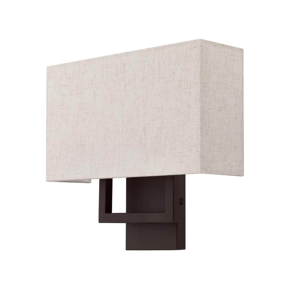 Pierson Bronze 2-Light ADA Compliant Wall Sconce with Oatmeal Shade