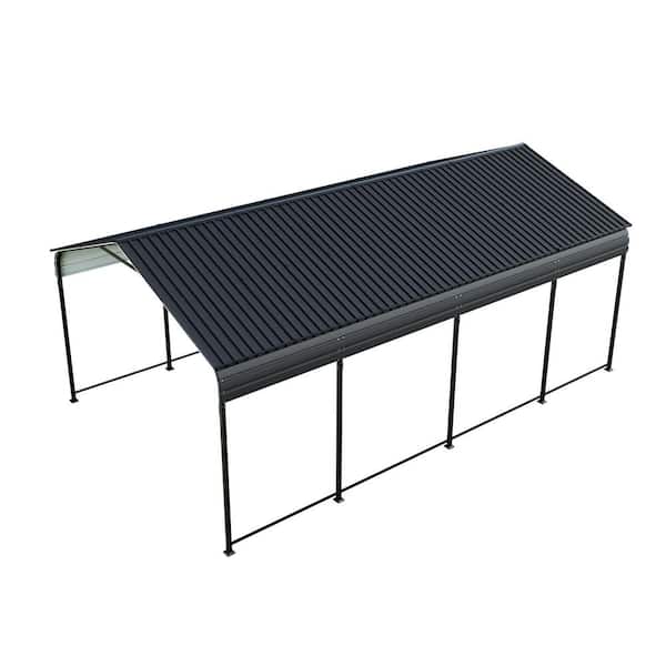 12 ft. W x 20 ft. D x 9 ft. H Black Roof Steel Carport