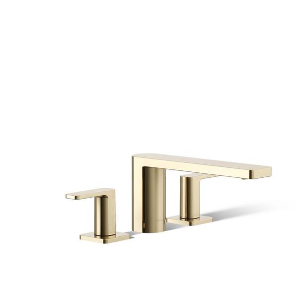KOHLER Parallel Deck-Mount Double Handle Bath Faucet in Vibrant French Gold