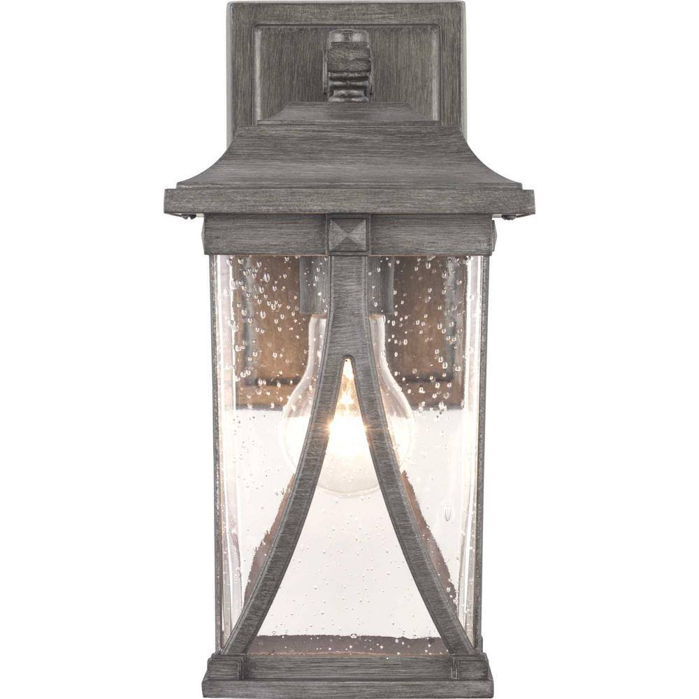 Antique Pewter Outdoor Lantern with Clear Seeded Glass Shade