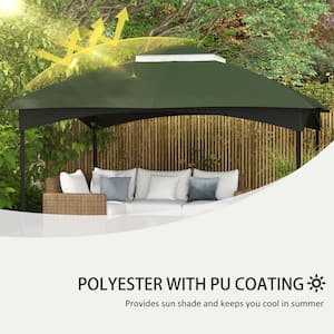 Green Gazebo Canopy Replacement, 2-Tier Outdoor Gazebo Cover Top Roof with Drainage Holes for 10 ft. x 12 ft. Gazebo
