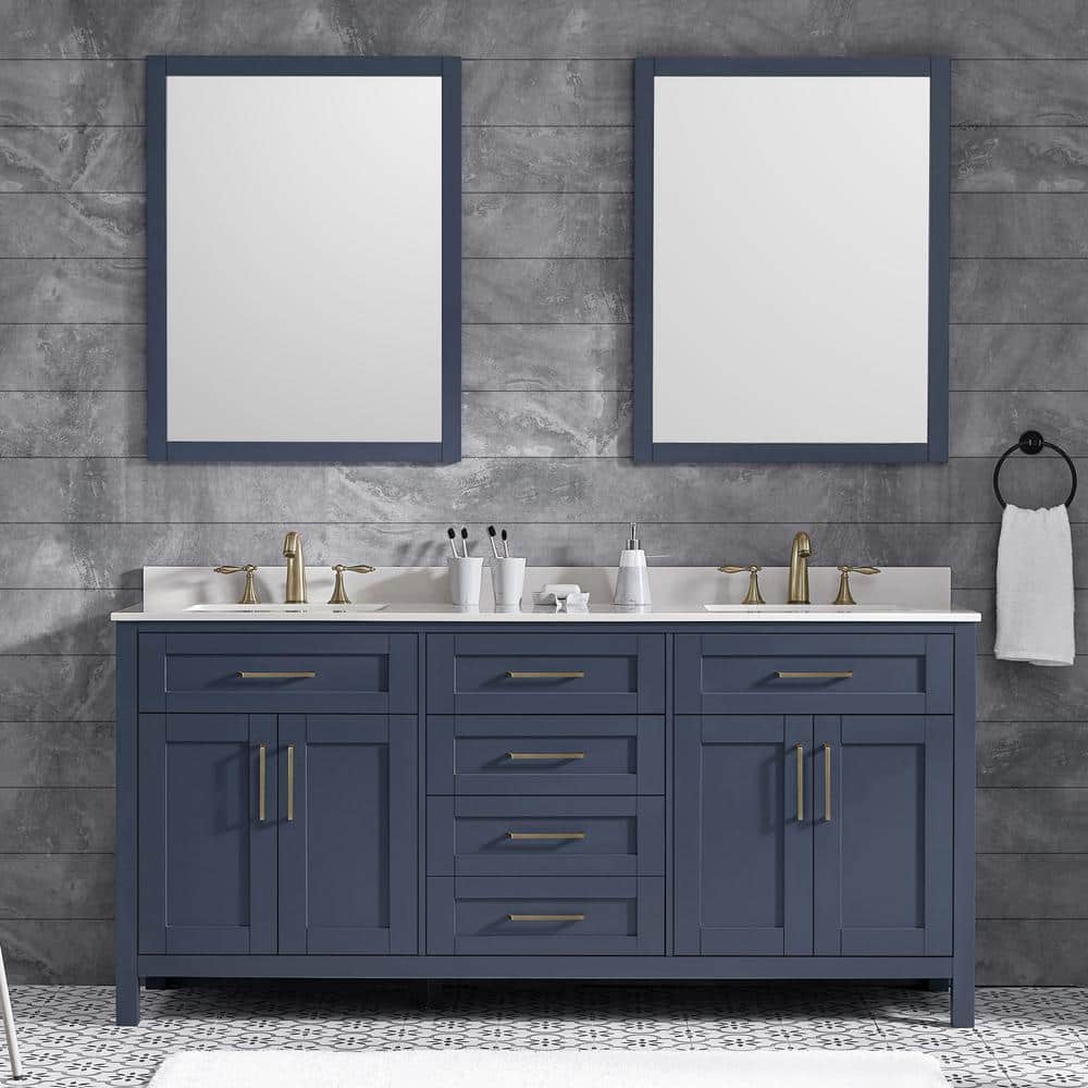 OVE Decors Tahoe 72 in. Double Sink Freestanding Midnight Blue