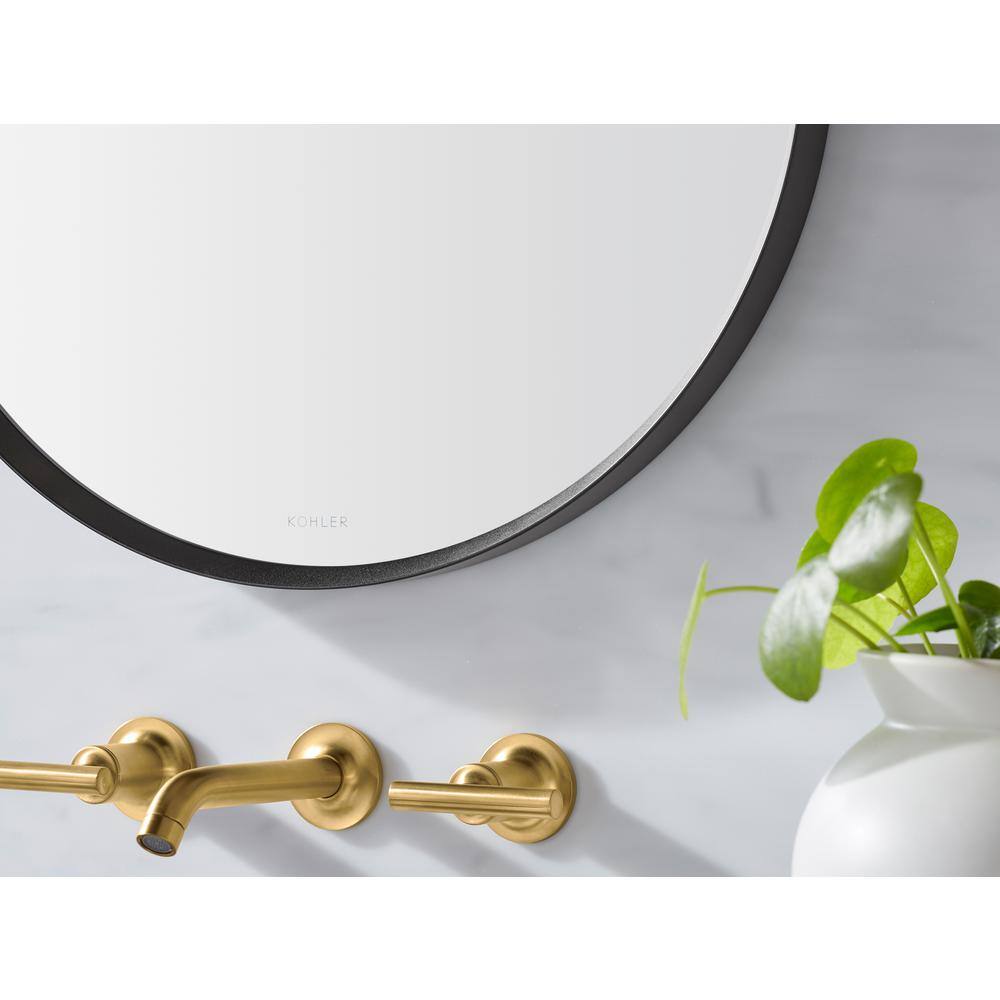 Essential 28" Round Matte Black Metal Bathroom Vanity Mirror