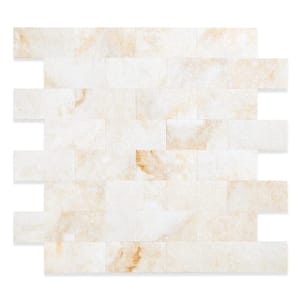 12 in. x 12 in. Beige Yun Marble Peel and Stick Backsplash PVC Sticker Wallpaper Smart Tile in (5 sq. ft./5 Sheets)