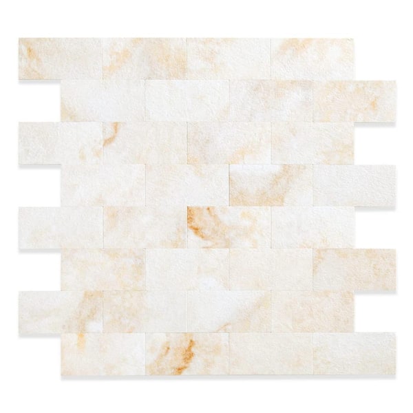 SMART TILES Peel and Stick Backsplash - Sheets of 10.95 x 9.70 - 3D  Adhesive Peel and Stick Tile Backsplash for Kitchen, Bathroom, Wall Tile  (Beige