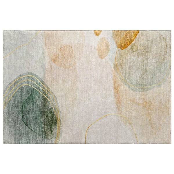 Dream Shag Premium Machine Washable Abstract ADS545 Beige 2 ft. x 3 ft. Accent Rug