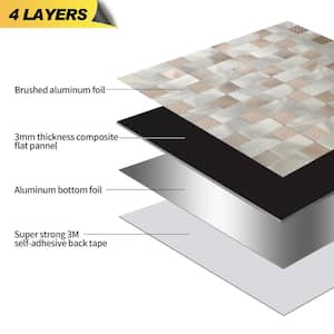 Mosaic Silver and Beige 12 in. x 12 in. Metal Peel and Stick Tile (5 sq. ft./5-Sheets)