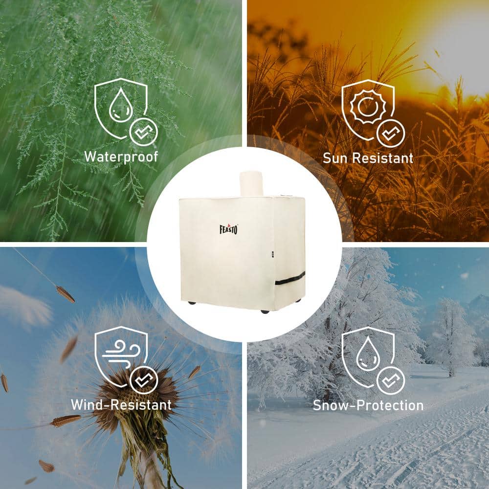 Feasto Beige Heavy Duty Waterproof Grill Cover with Handles