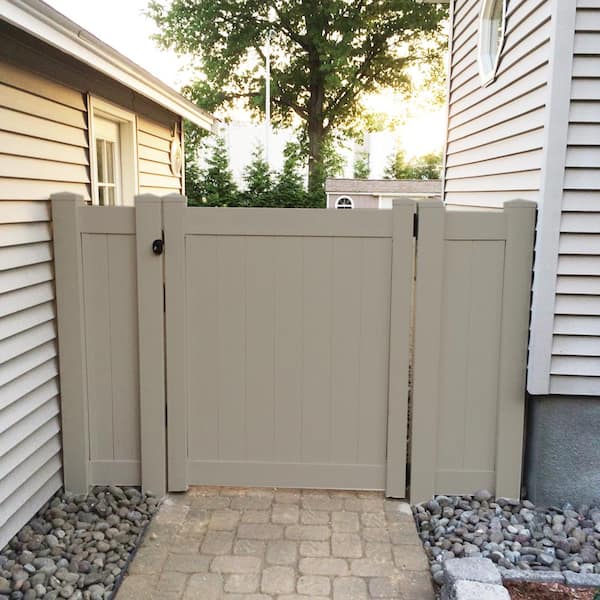 Savannah 3.7 ft. W x 5 ft. H Khaki Vinyl Privacy Fence Gate Kit