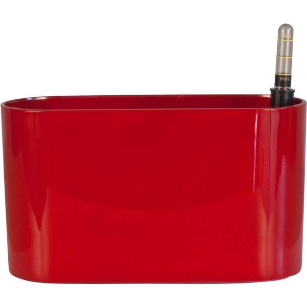 Pride Garden Products Vesi 4 in. L x 10 in. W x 6 in. H Red Plastic Self-Watering Oval Planter
