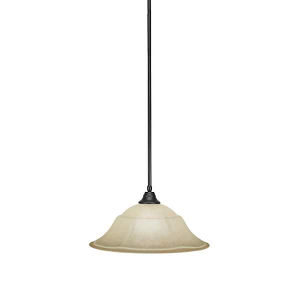 Unbranded Sparta 100-Watt 1-Light Matte Black Bowl Mini Pendant Light with Glass Shade