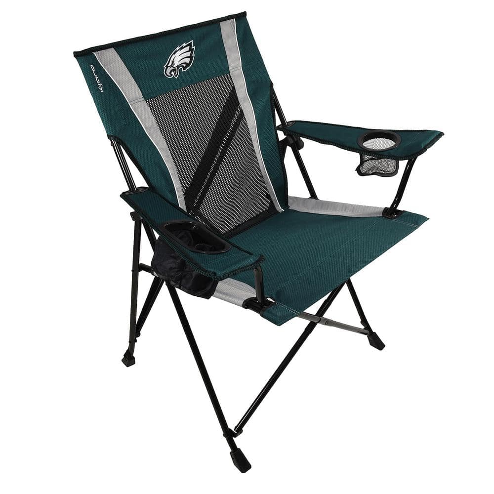 Premium Pro Football Philadelphia Eagles Midnight Green and Silver Polyester Camping Chair with Cup Holder