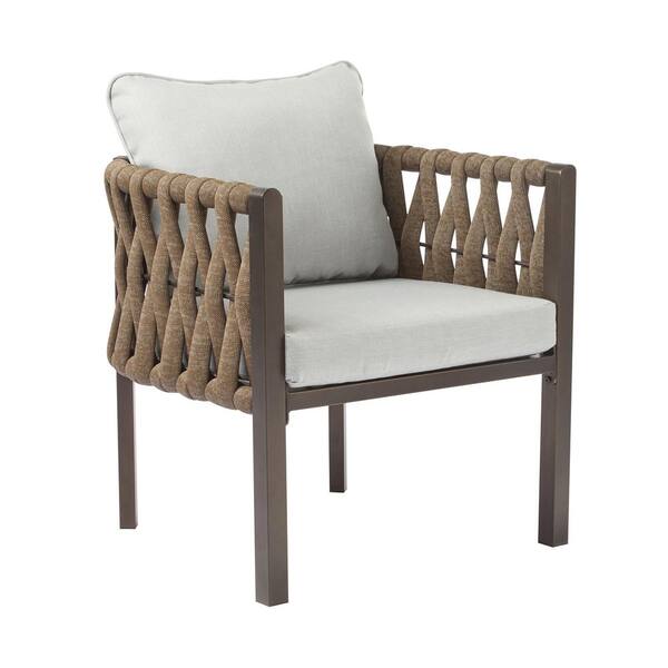 Unbranded Outdoor Metal Patio Club Chair with Gray Cushion
