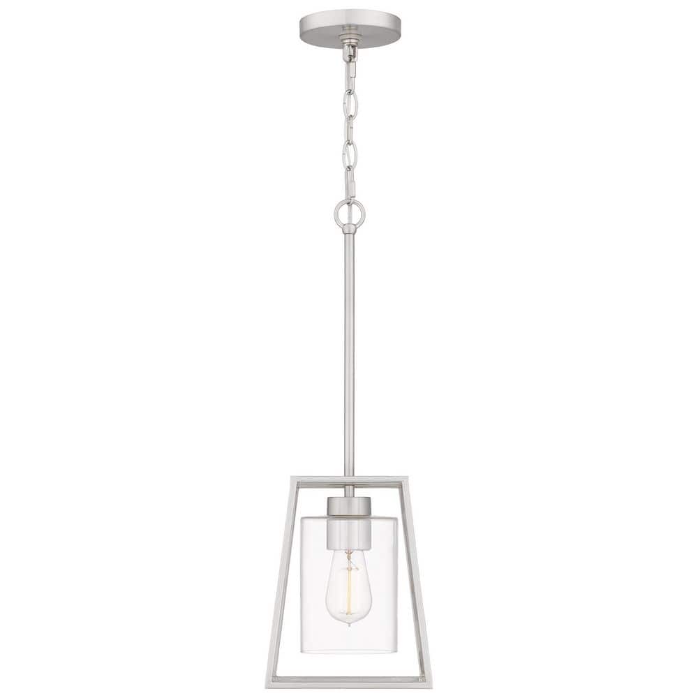 Prescott Transitional Mini Pendant Light in Brushed Nickel with Clear Glass