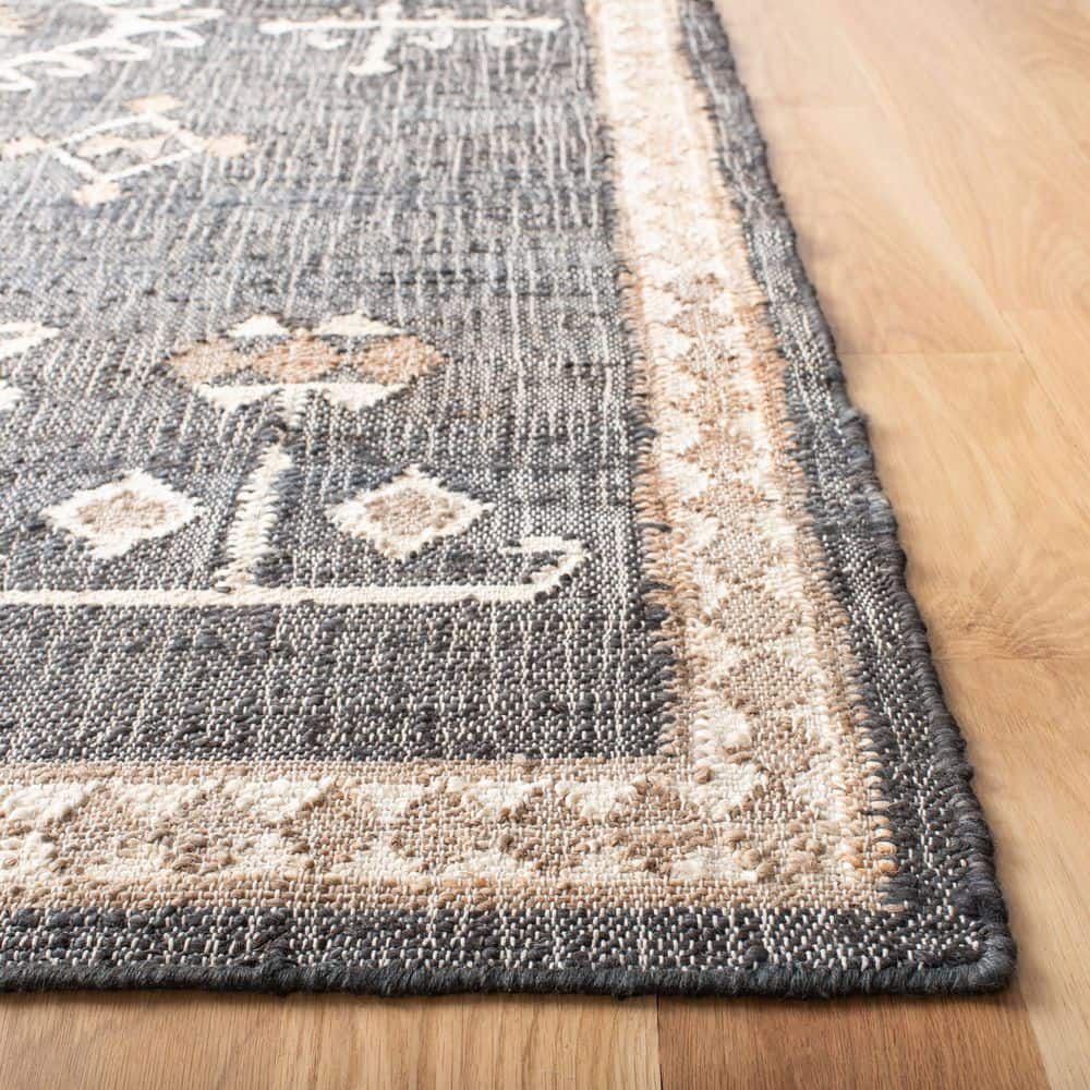 Handwoven Black and Ivory Kilim Runner Rug