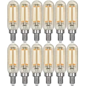 40-Watt Equivalent T6 Dimmable Straight Filament Clear Glass E12 Candelabra Vintage LED Light Bulb, Warm White (12-Pack)