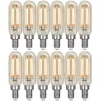 40-Watt Equivalent T6 Dimmable Straight Filament Clear Glass E12 Candelabra Vintage LED Light Bulb, Warm White (12-Pack)