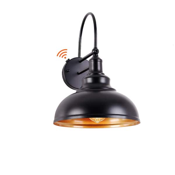 HKMGT Industrial Black Dusk to Dawn Outdoor Hardwired Wall Barn Sconce Exterior Light with No Bulbs Included