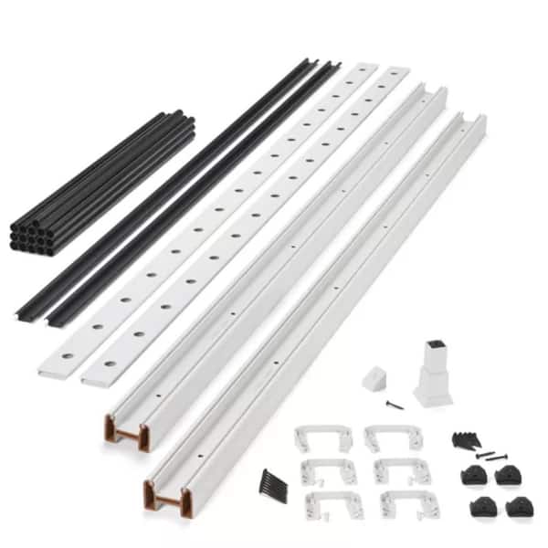 Transcend 6' x 36" Classic White Composite Horizontal Cocktail Deck Rail Kit with Black Round Aluminum Balusters
