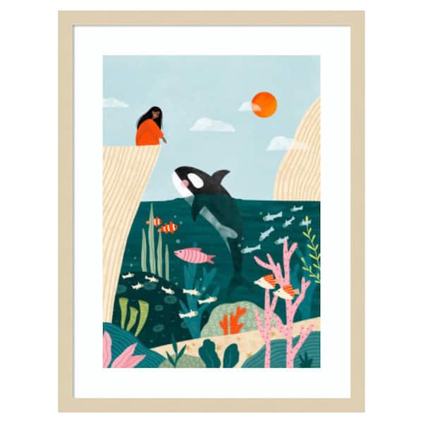 Amanti Art Whale Watching by Bea Muller 1 Piece Framed Giclee Coastal Art Print 25 in. x 19 in.