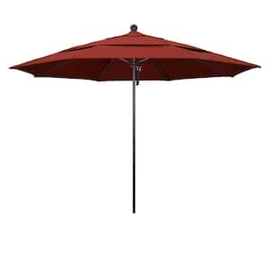 11 ft. Bronze Aluminum Commercial Market Patio Umbrella with Fiberglass Ribs and Pulley Lift in Terracotta Sunbrella
