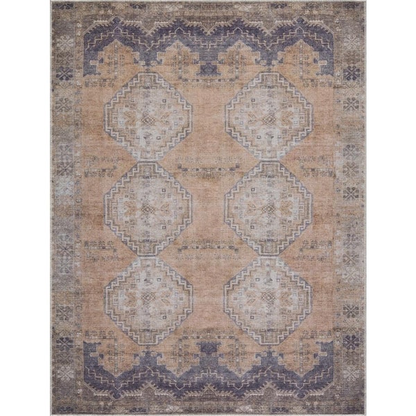 HAUTELOOM Carrabelle 5 ft. X 7 ft. Navy, Peach, Ivory, Mustard Updated Traditional Southwestern Style Machine Washable Area Rug