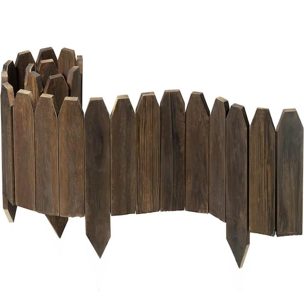 47 in. Wooden Garden Edging Decorative Small Picket Panels Flower Bed Barrier Landscape Fencing Durable Installation