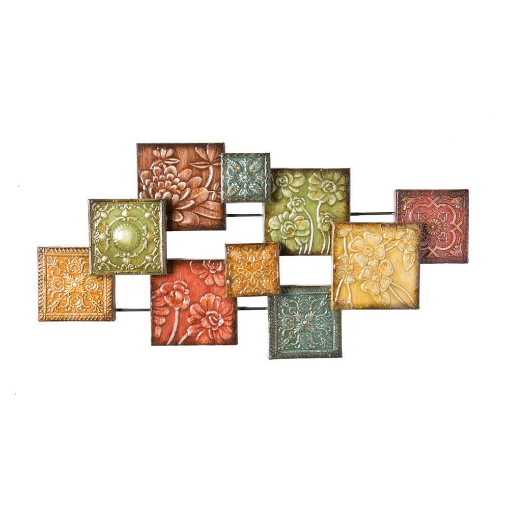 Bijou Hand-Painted Floral Metal Wall Sculpture 41.5" x 20.75"