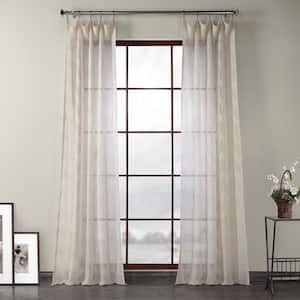 Sirius Beige Patterned Linen Sheer Curtain - 50 in. W x 84 in. L (1-Panel)